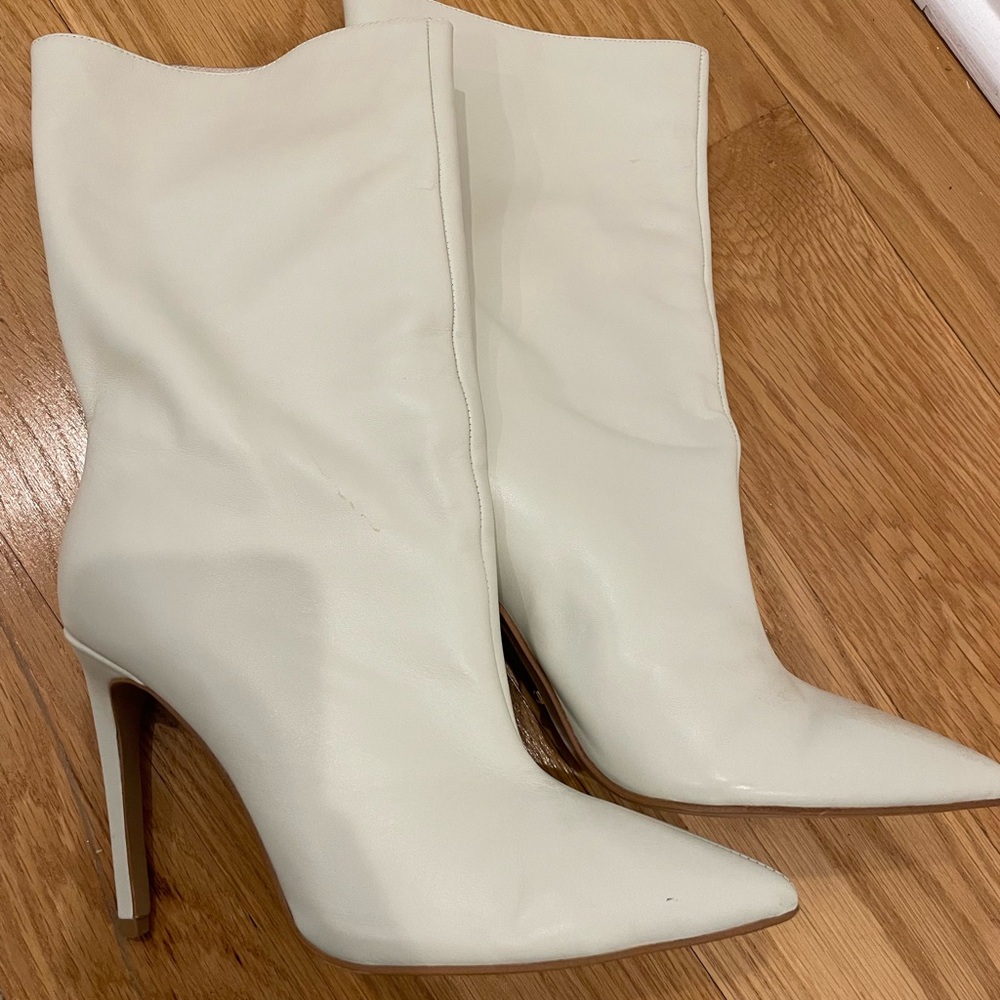 Raye white leather boots size 8